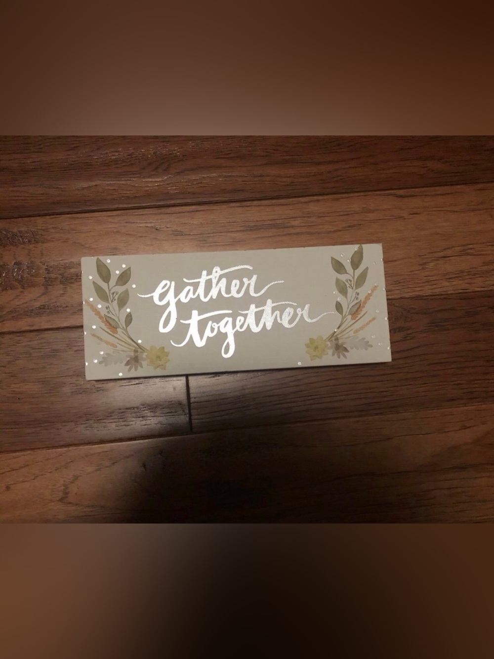 Target 'Gather Together' Floral Script Wall Sign - Cream and Green